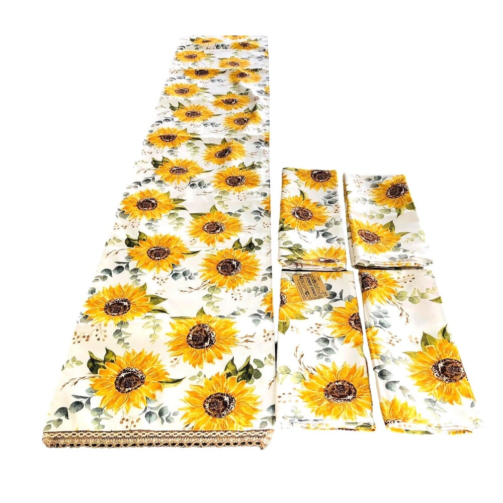 Robert Stanley 4 Napkins and Table Runner Fall Country Sun Flower Unused READ